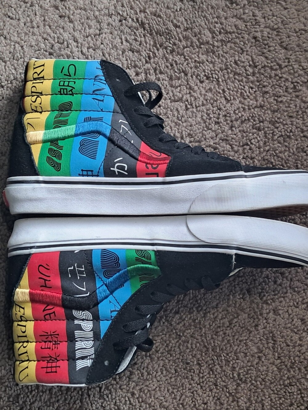 Vans Black High-Top Sneakers with Blue Green Red Yellow Panels - Picture 2 of 8